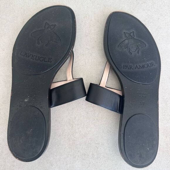 Gucci Marmont GG Thong Sandals EU 40 US 10 Black Leather Flat Flip Flips - Picture 9 of 10